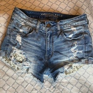 Denim Shorts with Sequin Pockets